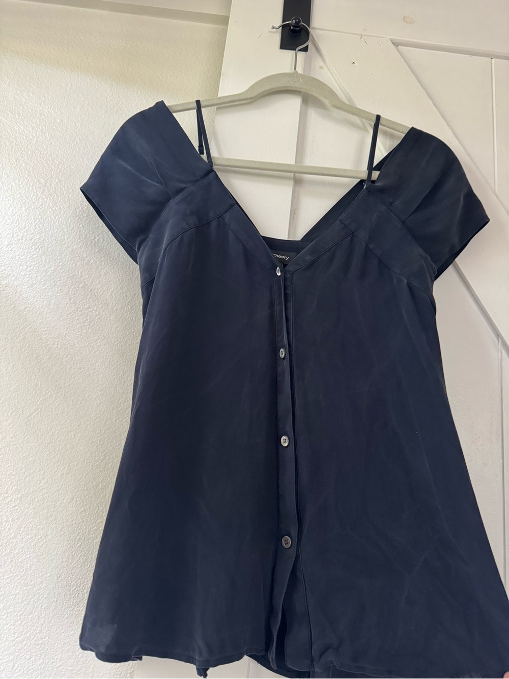 Navy Button-Front Women's Top - Theory